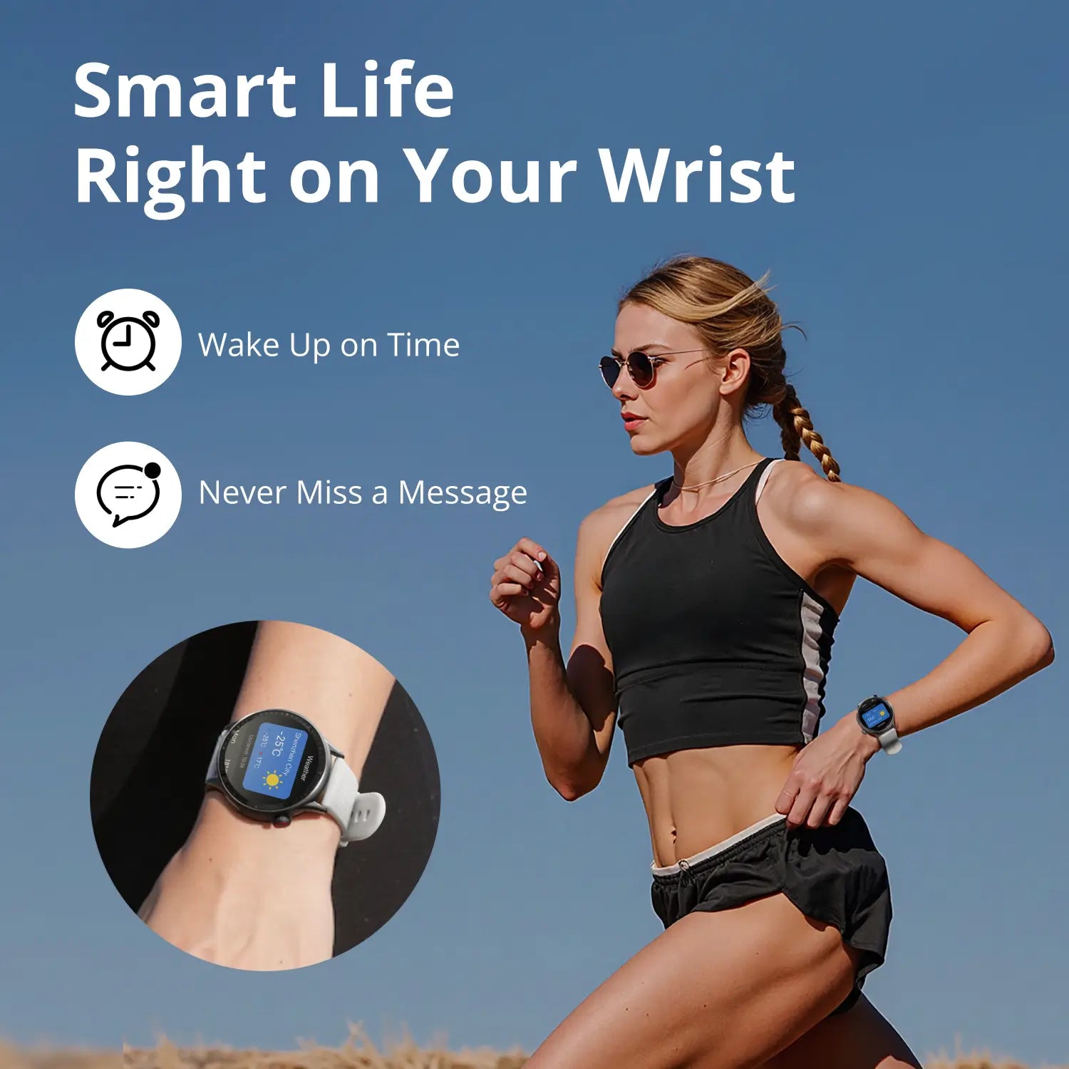 <tc>Runmefit</tc> GTR3 AMOLEDスマートスポーツウォッチ - レザーストラップ
